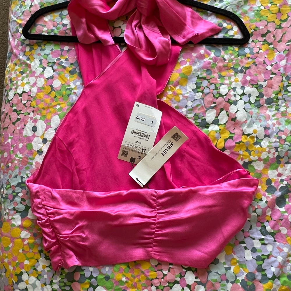 Zara satin cross neck crop